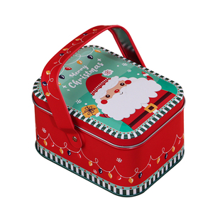 圣诞马口铁盒糖果手提盒圣诞老人派对小朋友手挽盒新年节日礼物盒