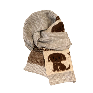 可爱卡通小狗针织围巾女秋冬保暖学生防寒韩系氛围感护颈毛线围脖