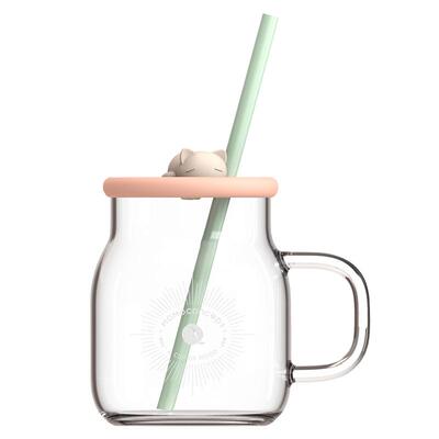 momo玻璃杯高硼硅男女吸管杯随行