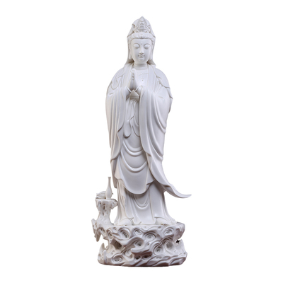 戴玉堂陶瓷合掌观音摆件客厅家用供奉观世音菩萨佛像德化白瓷饰品