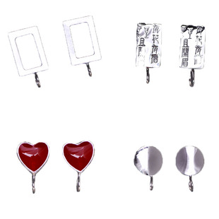 原创999纯银耳环钩万能耳钩轻奢银耳钩圆形方形小香风DIY耳饰配件