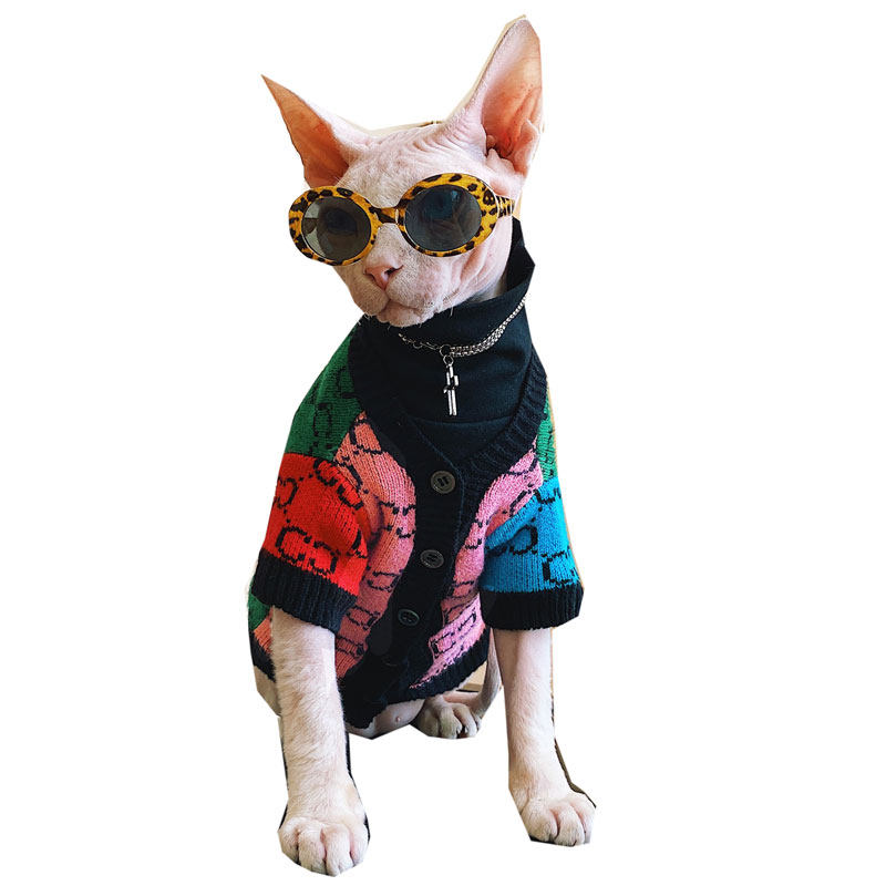 SPHYNX PLANET无毛猫衣服德文斯芬克斯撞色网红秋冬开衫宠物毛衣