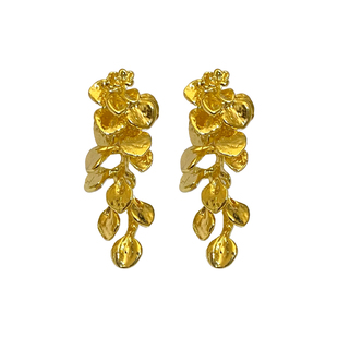 鎏金叶子金色流苏耳环女秋冬复古轻奢高级感2025新款爆款耳饰耳钉