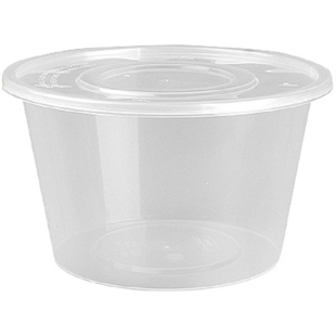 圆形1000ml一次性快餐盒加厚透明外卖打包饭盒塑料汤碗带盖可微波