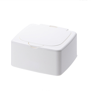 霜山按压式收纳盒桌面按键式棉签防尘储物盒带盖发夹头绳小物整理