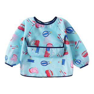 小猪佩奇宝宝罩衣围兜儿童男童吃饭婴儿辅食饭兜反穿防水防脏围裙