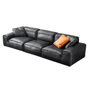 Toppinis意式极简豆腐块真皮沙发别墅大平层高端磨砂皮大黑牛沙发