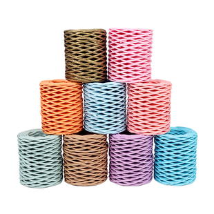 包邮2mm无铁丝纸绳50米1卷编织编篮子花瓶筐DIY花艺捆扎彩色纸藤