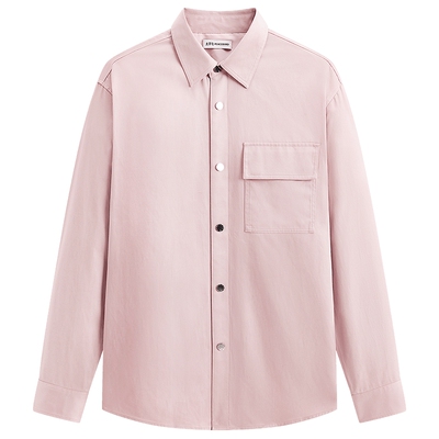 太平鸟男装 苏绣联名纯色外穿式衬衫外套翻领宽松长袖衬衣男