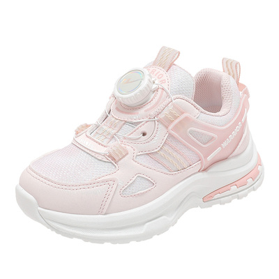 回力童鞋女童粉色运动鞋2025春季新款儿童时尚旅游鞋女孩旋钮跑鞋
