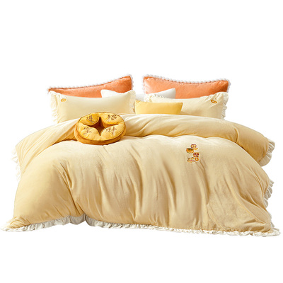 富安娜牛奶绒床上四件套