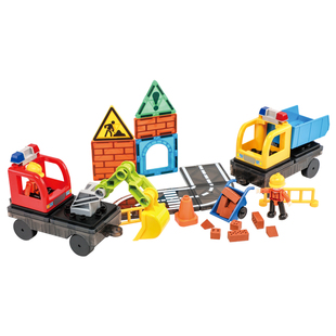 工程队磁力片磁吸积木磁性拼装玩具儿童益智磁力车磁力拼搭磁力片