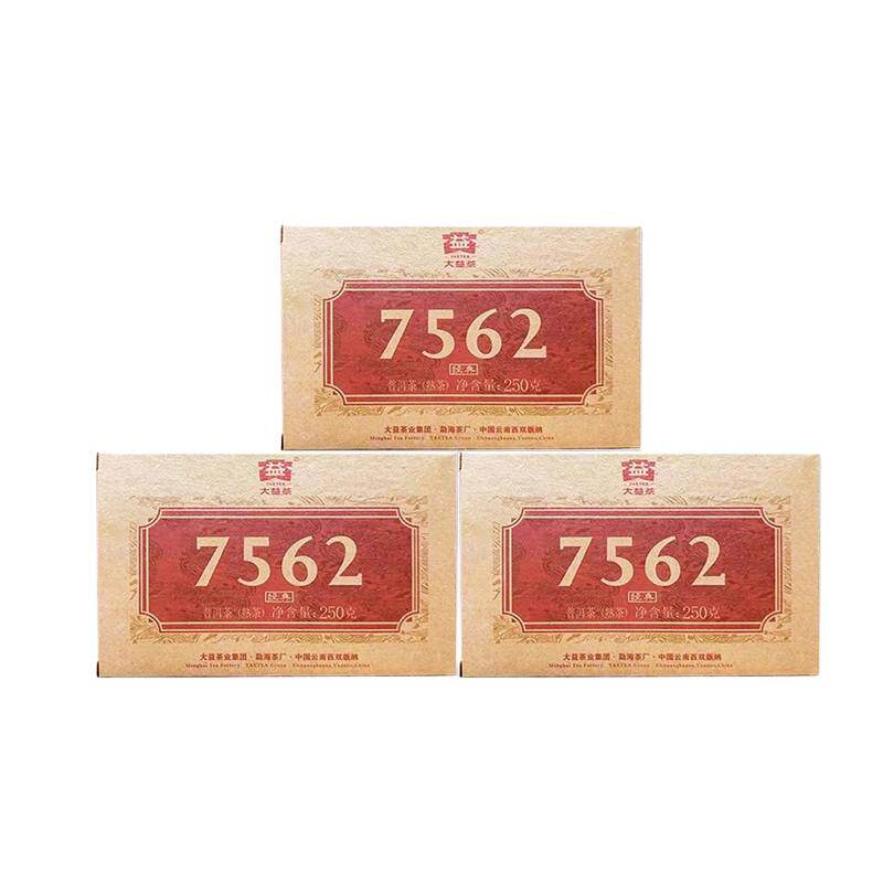 【百亿补贴专享】3盒大益7562熟茶砖茶250g普洱茶2022年2201批次