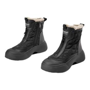 星期六时尚百搭厚底保暖雪地靴女2025冬季新款外穿加绒短筒马丁靴