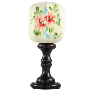 新中式花开富贵红木台灯客厅书房卧室床头灯带光源 玄关小巧精致