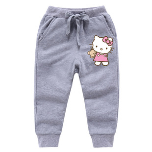 凯蒂猫童装女童裤子春装中小儿童纯棉运动卫裤宝宝女孩子薄款长裤