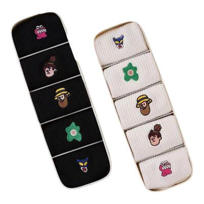 春夏情侣袜子刺绣韩版ins潮男女