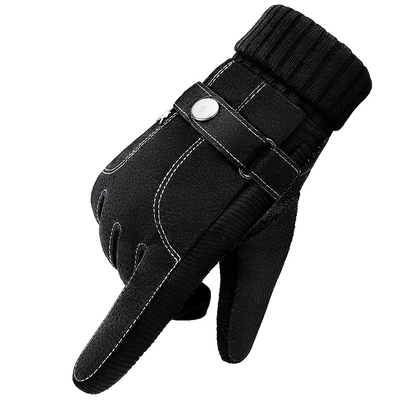 花花公子加绒保暖真皮手套