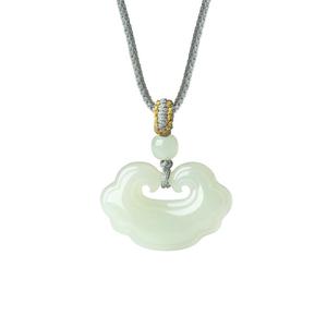 周大生和田玉吊坠女款如意平安锁玉挂坠项链生日礼物送妈妈送女友