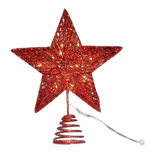 2025圣诞节树顶星铁艺发光五角星灯圣诞树顶灯顶星带灯装饰用礼品