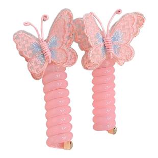 女童高弹力蝴蝶电话线发圈新款头绳可爱儿童小女孩扎辫子卷卷发饰