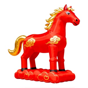 充气春节红色骏马气模定制卡通人偶闭气行走动物造型活动发光创意