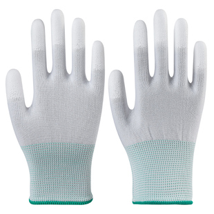 PU涂指涂掌尼龙无尘防静电手套劳保带胶工作防滑透气耐磨干活工作