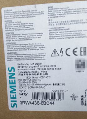 议价西门子全新3RW4436-6BC44 SIRIUS 90KW软启动器 3RW44366BC44