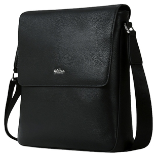 金利来皮具男士头层牛皮黑色柔软商务通勤出差单肩包斜挎日字包男