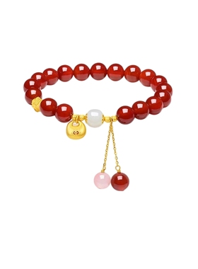 周六福福宝红玛瑙手链中国风手串手饰S925银百搭送女友圣诞礼物