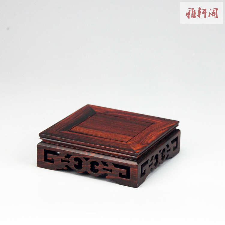 红酸枝微凹黄檀精品底座红木雕刻中式复古摆件紫砂壶方形木托