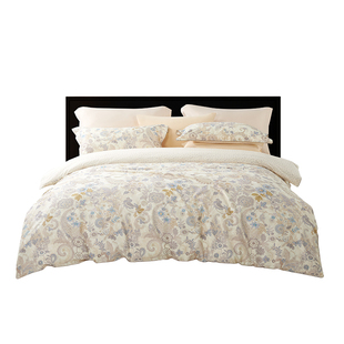 洁玉佩斯利秘境四件套全棉亲肤60支印花清新新疆棉高端床上用品