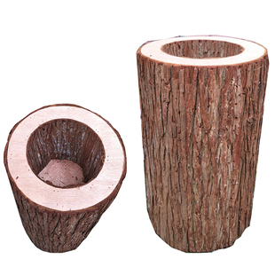 雕空镂空有内槽仿真木桩艺术插花空心木墩道具假花绿植木头造形盆