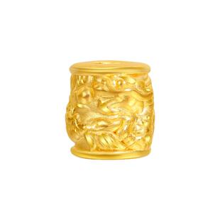 老克勒黄金3D硬金龙凤转运珠桶珠999足金路路通本命年情侣手链女