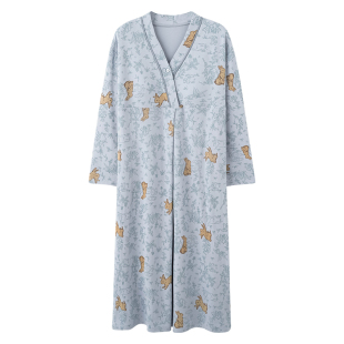 都市丽人2025年月子服带胸垫哺乳睡裙女春秋纯棉产后喂奶孕妇睡衣