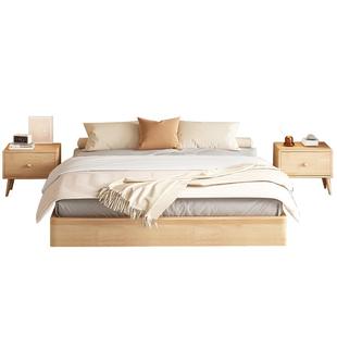 实木床榻榻米现代简约排骨架地台床单双人床民宿酒店落地无头床架