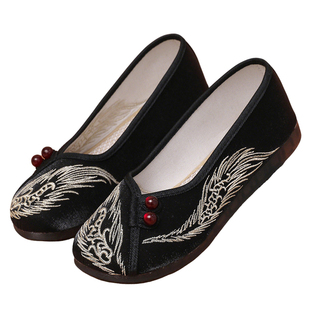 百搭舒适平底黑色浅口低帮布鞋素面凤尾提花新款春夏舞蹈汉服单鞋