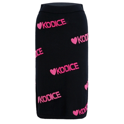 KD粉黑羊毛针织半裙复古