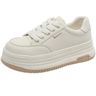 森达厚底小白鞋春季商场同款百搭增高休闲板鞋女SWS01AM4