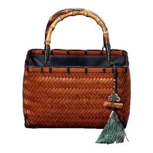 竹雪明|手工编织手提包竹编包复古收纳包日常通勤百搭便携配旗袍