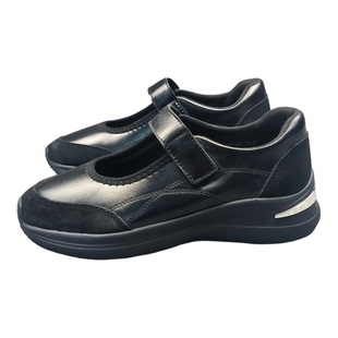 新款真皮内增高玛丽珍鞋女休闲运动魔术贴浅口软底防滑耐磨单鞋