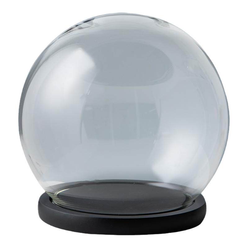 圆球形透明防尘玻璃罩黑漆底座永生花泡泡玛特手办展示罩摆件包邮