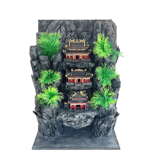 钰书房古建财神山财神殿小米鱼缸造景专用微景观摆件龙宫造景装饰
