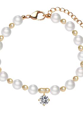 莫桑石天然淡水珍珠单钻手链