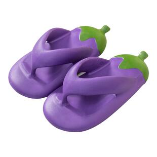 儿童拖鞋茄子人字拖防滑中大童厚底踩屎小孩夹脚沙滩外穿凉拖女款