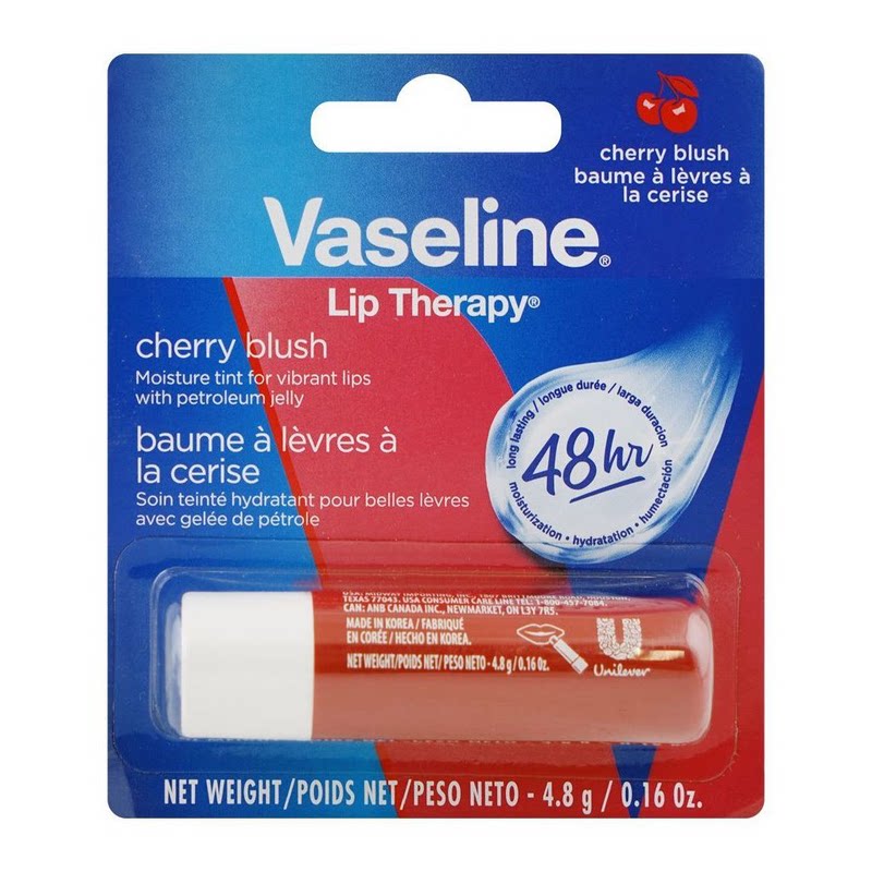 Vaseline 樱桃修护润唇膏4.8g 夜间使用敏感性肌肤补水保湿香港版