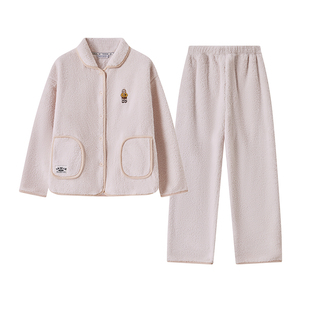 TeenieWeenie小熊睡衣女款2025新款冬季加绒加厚保暖家居服套装
