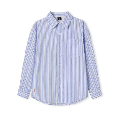 韦恩泽维尔翻领长袖休闲条纹衬衫