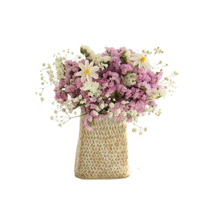 云南鲜花风干混搭满天星小雏菊花篮式干花束餐桌摆件小清新带花瓶