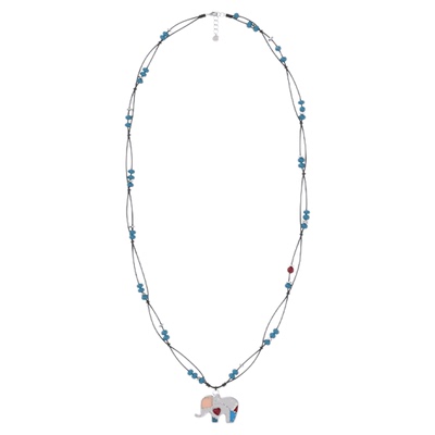 【吉象如意】GOOGMO编绳项链天然石小象项链长款叠戴串珠毛衣链